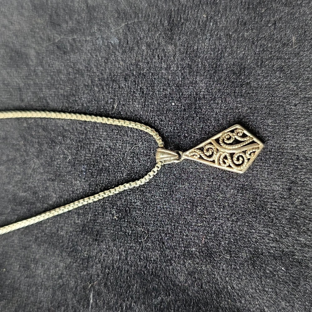 Elegant Silver Stamped Pendant Necklace
